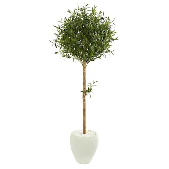 5ft. Olive Topiary Artificial Tree in White Planter